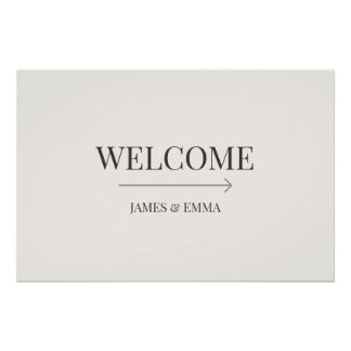 Minimalist ‘Welcome’ Wedding Sign Warm Ivory