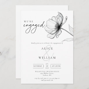 Minimalist We're Engaged Floral Engagement Party Invitation
