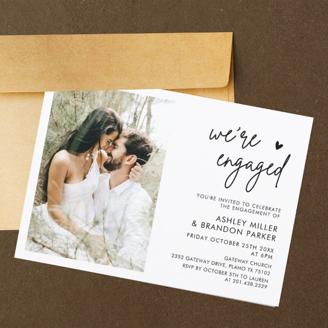 Minimalist We're Engaged Photo Engagement Party In Invitation (Creator Uploaded)