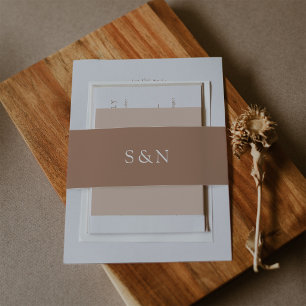 Minimalist Western Wedding Copper Coloured Invitation Belly Band