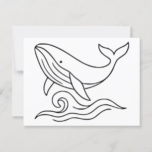 Minimalist Whale Line Art – Ocean Animal Postcard