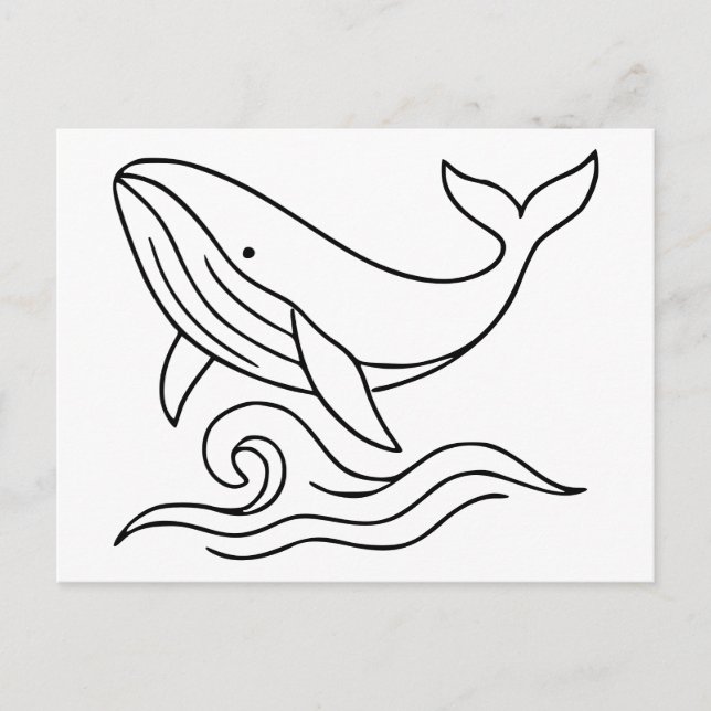 Minimalist Whale Line Art – Ocean Animal  Postcard (Front)