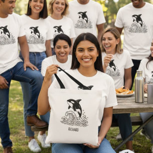 Minimalist Whale Tote Bag for Family Reunions