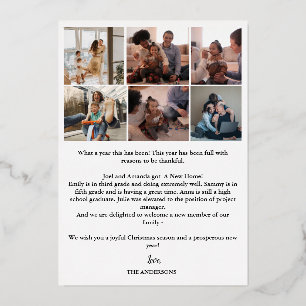 Minimalist What A Year Photo Year In Review Photo  Foil Holiday Card