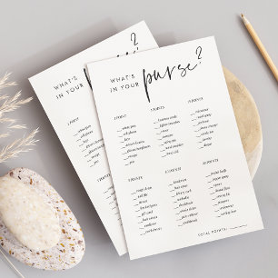 Minimalist What's In Your Purse Bridal Shower Game