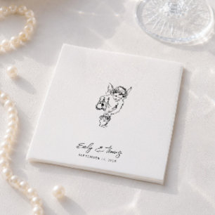 Minimalist Whimsical Ink Hand Drawn Wedding Napkin