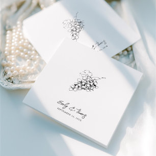 Minimalist Whimsical Ink Hand Drawn Wedding Napkin