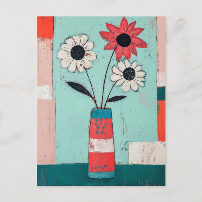 Minimalist Whimsy Flowers No.084 Postcard (Front)