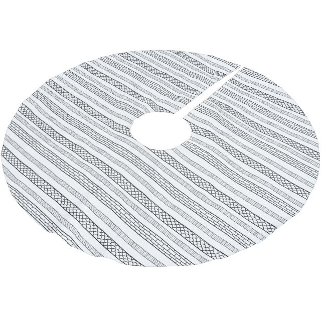 Minimalist White Abstract Bohemian Christmas Brushed Polyester Tree Skirt (Angled)