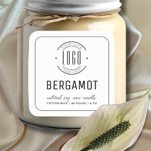 Minimalist white add your logo border candle label