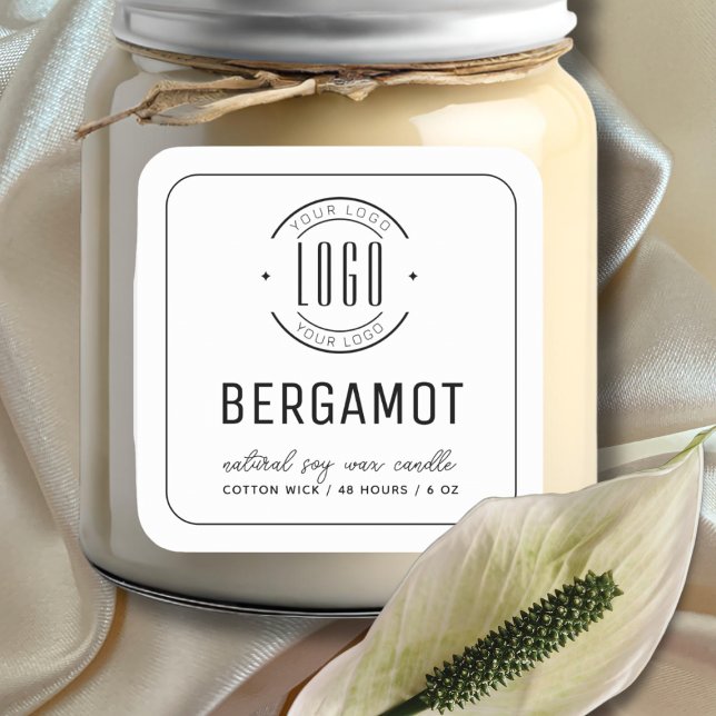 Minimalist white add your logo border candle label (Creator Uploaded)