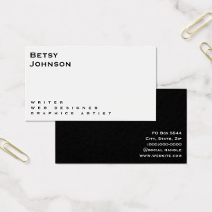 Minimalist White and Black Business Card