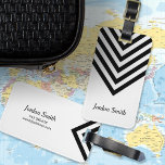 Minimalist White and Black Chevron Luggage Tag<br><div class="desc">Stand out with this stylish luggage tag featuring a minimalist white and black chevron design. Personalize this tag with your information and for more options such as to change the font and it's size click the "Customize it" button. *Please note that the Zazzle Watermark that appears in the zoom preview...</div>