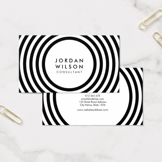 Minimalist White and Black Round Lines Geometric Business Card