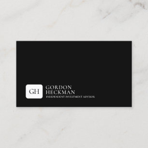 Minimalist white and black whimsical monogram business card