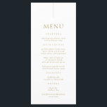 Minimalist White and Gold Wedding Menu<br><div class="desc">Elevate your table setting with this Personalized Minimalist White and Gold Wedding Menu, perfect for a champagne wedding, neutral wedding, or boho wedding celebration. These elegant wedding menu cards blend timeless style with modern simplicity, making them a standout detail for your gold wedding theme. A beautiful choice for couples looking...</div>