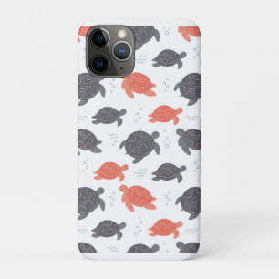 Minimalist White and Grey Sea Turtle Pattern iPhone 11 Pro Case