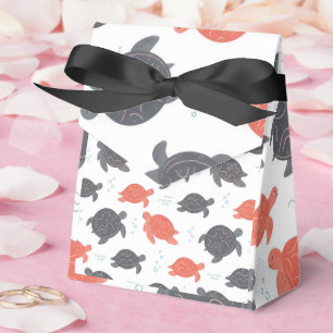 Minimalist White and Grey Sea Turtle Pattern Favor Box