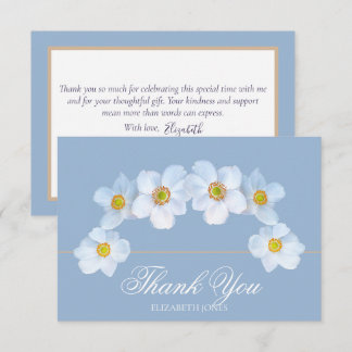 Minimalist White Anemone Bridal Shower Thank You Card