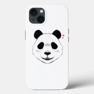 Minimalist white background cute panda design iPhone 13 case