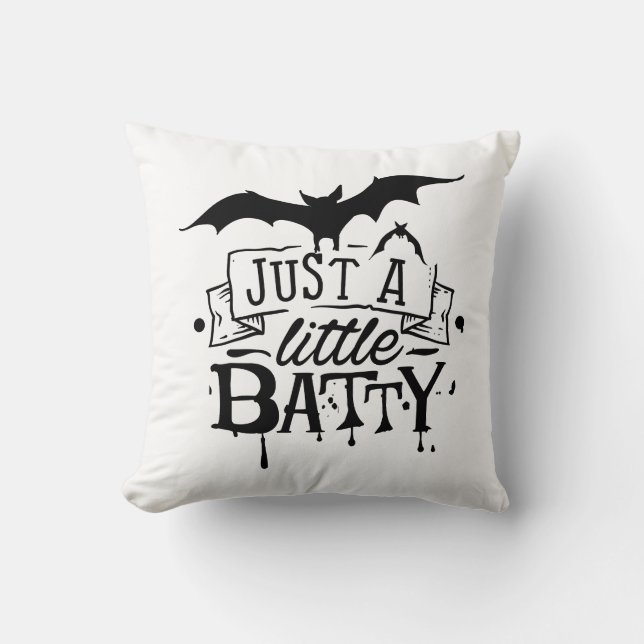Minimalist White Background Graffiti Halloween Throw Pillow (Front)