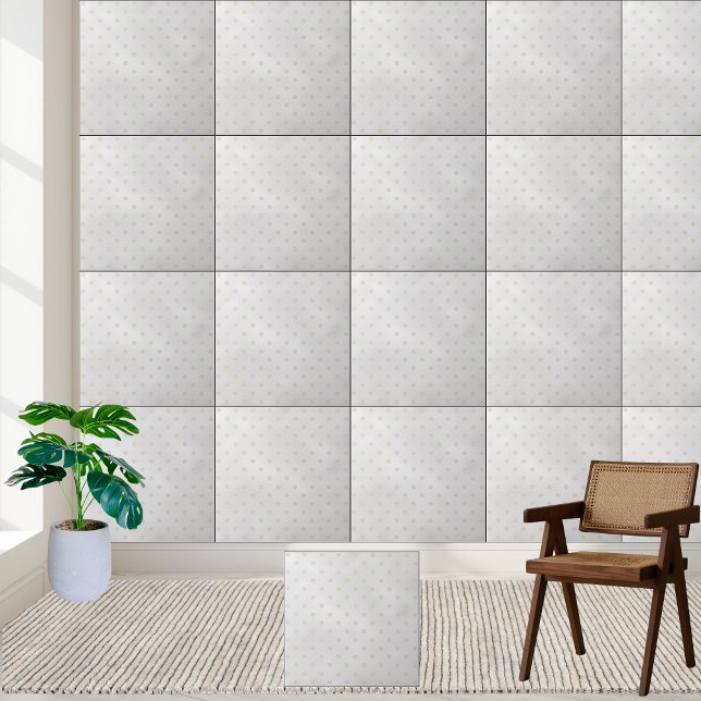 Minimalist White & Beige Polka Dot  Tile (Minimalist White & Beige Polka Dot Ceramic Tile)