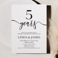 Minimalist White Black 5th Wedding Anniversary