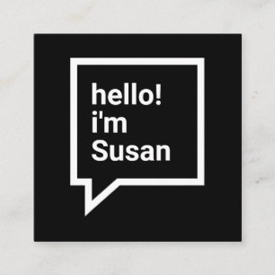 Minimalist white black bold hello speech bubble square business card