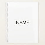 Minimalist white black custom year text monogram planner<br><div class="desc">Minimalist black and white custom name text monogram initials or year personalized Planner.
Custom black text on white plain solid colour background.
You can customize it with your name,  monogram,  initials,  year,  or custom text,  company,  office or business name,  etc</div>