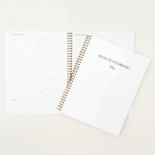 Minimalist White Black Customizable Year Planner