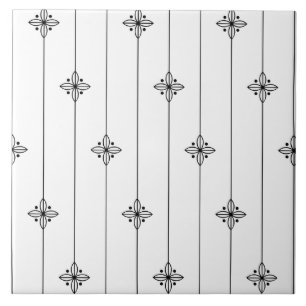 Minimalist White Black Geometric Pattern Tile