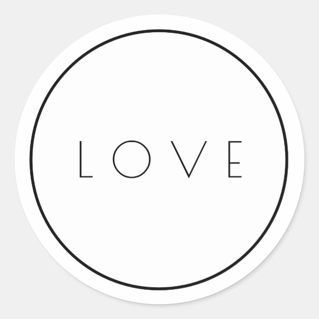 Minimalist White Black Love Stickers With Border (Front)