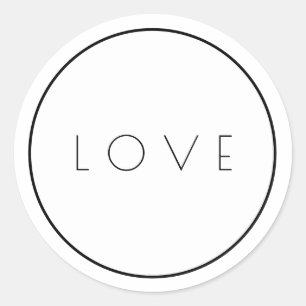 Minimalist White Black Love Stickers With Border