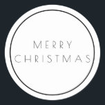 Minimalist White Black Merry Christmas Typography Classic Round Sticker<br><div class="desc">Give your stationary and gift wrap a clean look with these Minimalist White Merry Christmas Stickers.</div>