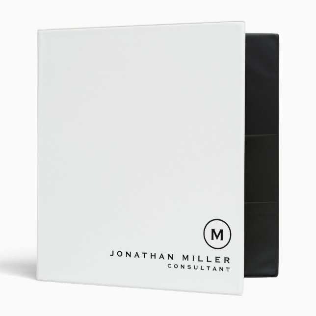 Minimalist White Black Monogram Binder (Front/Inside)