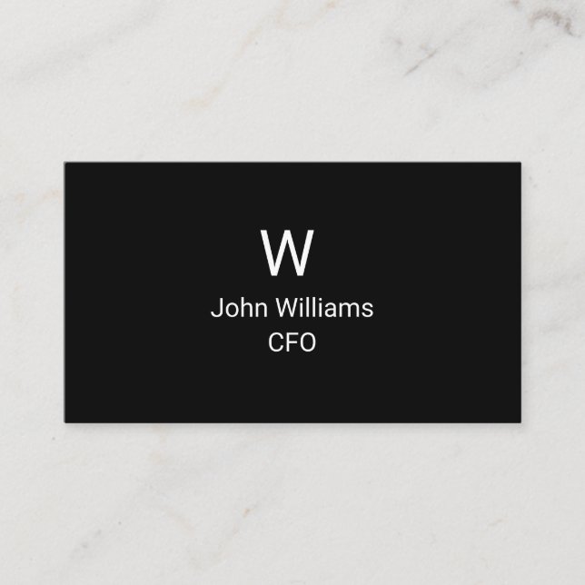 Minimalist White Black Monogram Business Card (Front)
