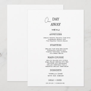 Minimalist White & Black One Day Away Wedding Menu