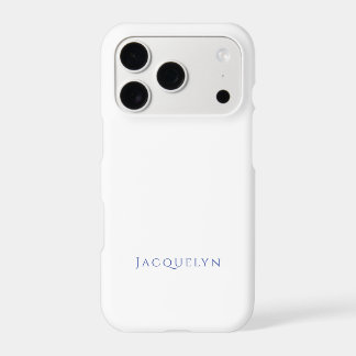 Minimalist White Blue Plain Elegant Modern Name