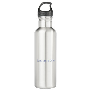 Minimalist White Blue Plain Elegant Modern Name 710 Ml Water Bottle