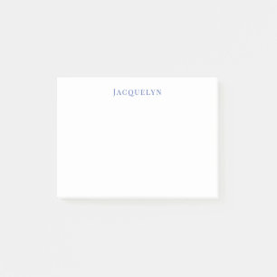 Minimalist White Blue Plain Elegant Modern Name Post-it Notes