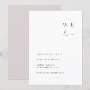 Minimalist White Blush We Do Wedding Invitation