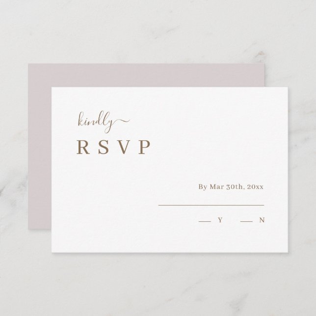 Minimalist White Blush Wedding RSVP Invitation  (Front/Back)