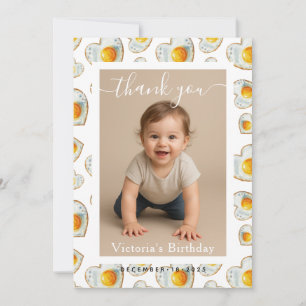 Minimalist White Border Birthday Party Photo Card