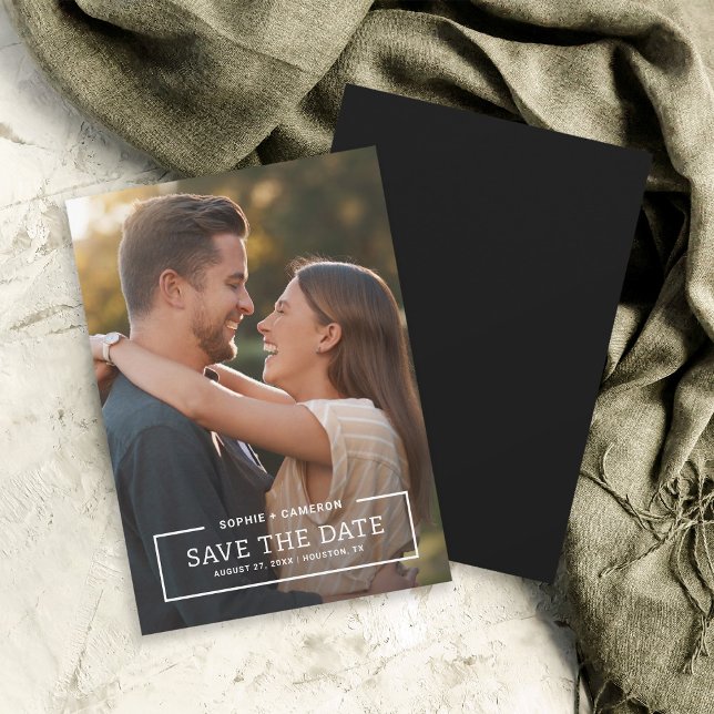 Minimalist White Border Photo Save the Date Card (Creator Uploaded)