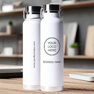 Minimalist White Business Logo Water Bottle
