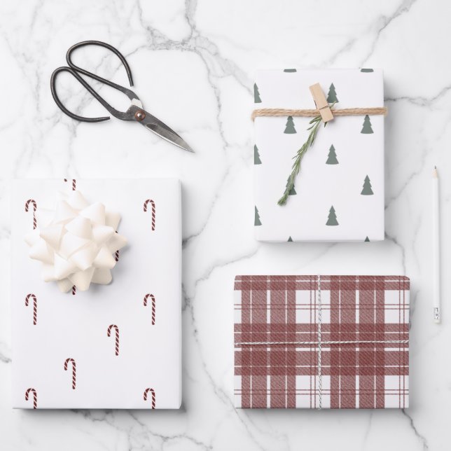 Minimalist White Christmas Wrapping Paper Sheet (Front)