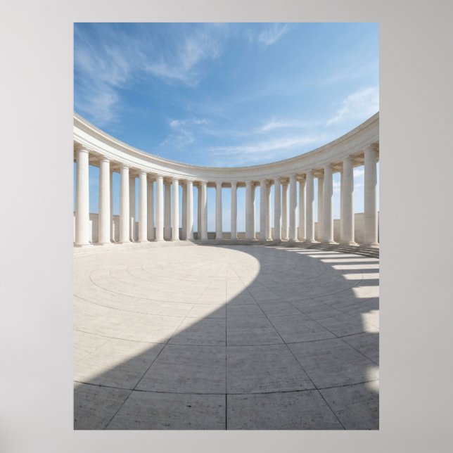 Minimalist White Columns Architecture Poster (Front)