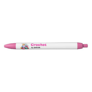 Minimalist white Crochet logo and personalize Black Ink Pen