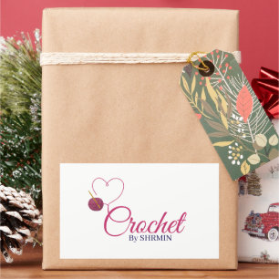 Minimalist white Crochet logo and personalize Sticker