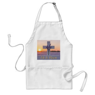 Minimalist white cross adorned with lavender  standard apron